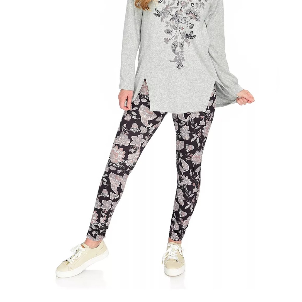 Women’s One World Black Printed Leggings‎
